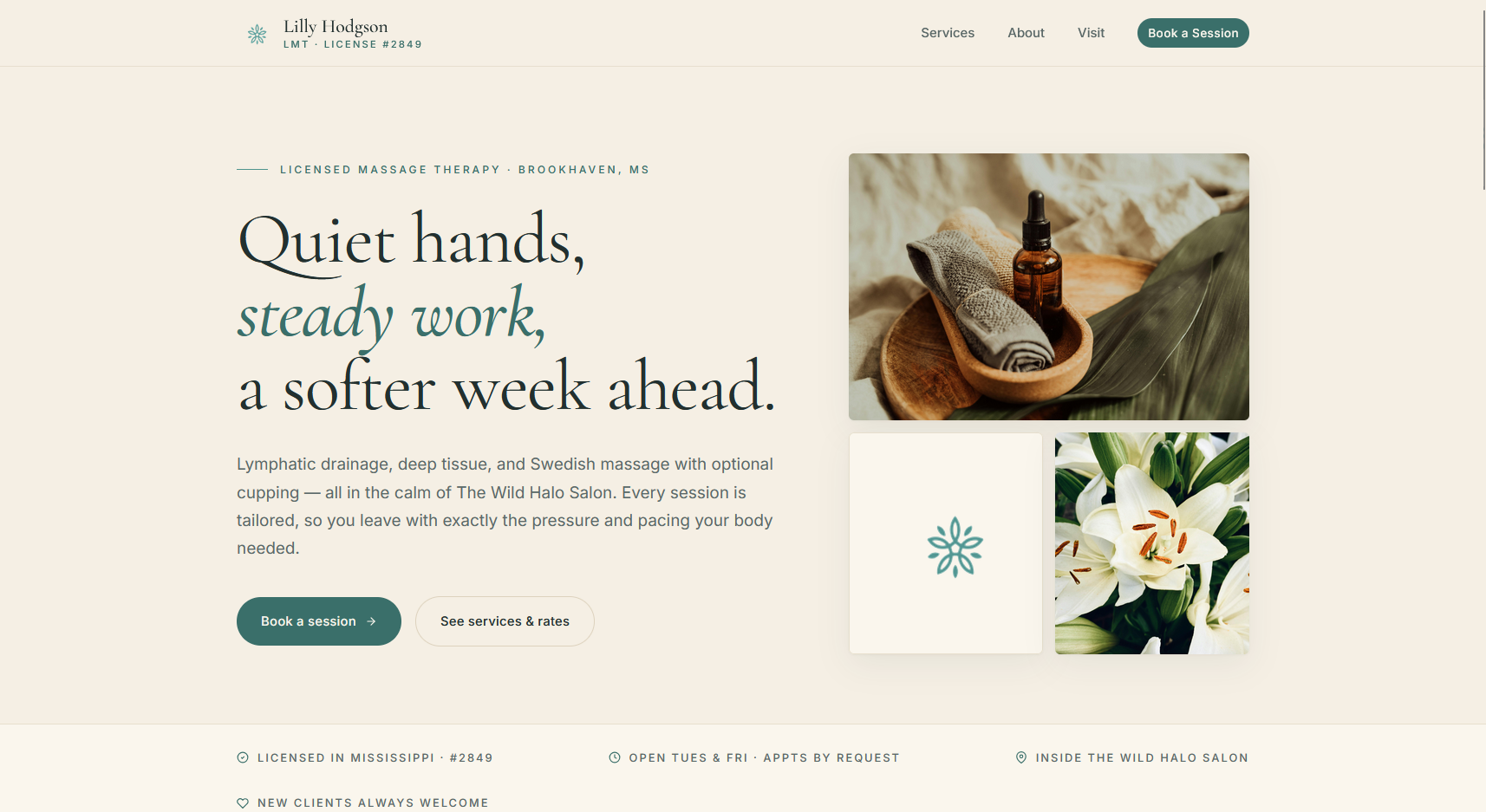 Lilly Hodgson, LMT — Therapeutic Massage in Brookhaven, MS